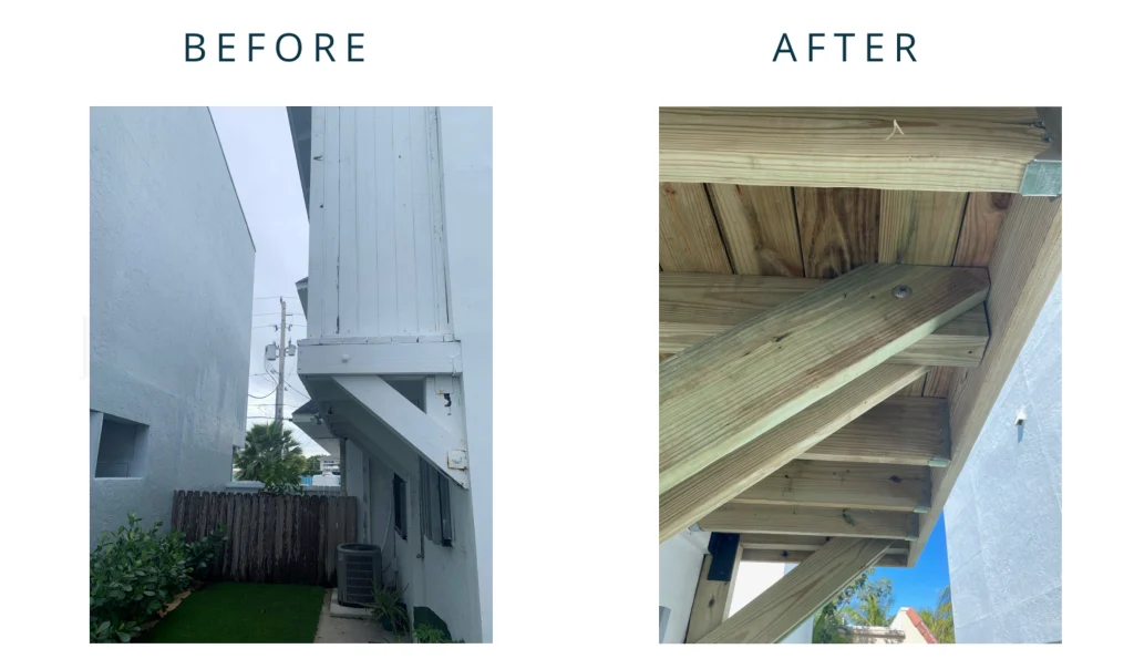 DOP provided inspection and designed a Wood covered balcony